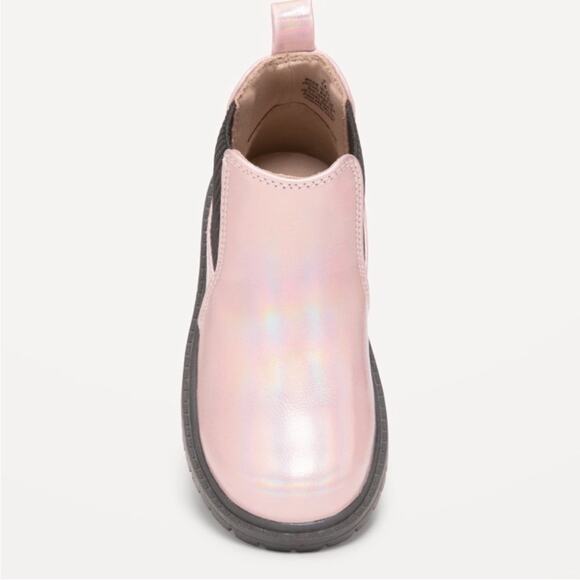Old Navy Pink Metallic Faux Leather Chelsea Boots - Picture 2 of 12